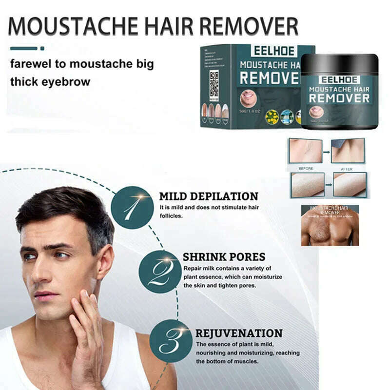 KIMLUD, Men Hair Remover Cream Inhibition Hair Growth Eliminate Beard Armpit Chest Private Parts Gently Depilatory Painless Remover, KIMLUD Womens Clothes
