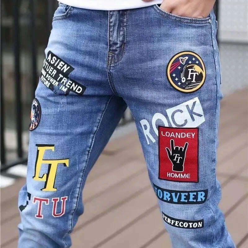 KIMLUD, Men Jeans Fashion Street Hip-Hop Jeans Male Punk Style Denim Pants Summer Spring Men Stretchy Slim Fit High Quality Mans Jeans, KIMLUD Womens Clothes