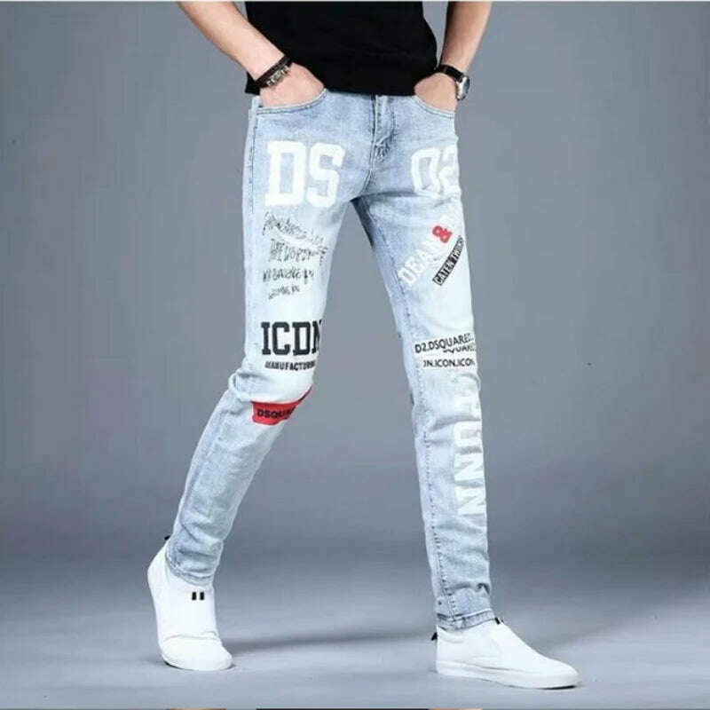 KIMLUD, Men Jeans Fashion Street Hip-Hop Jeans Male Punk Style Denim Pants Summer Spring Men Stretchy Slim Fit High Quality Mans Jeans, 921 / 28 / CN, KIMLUD Women's Clothes
