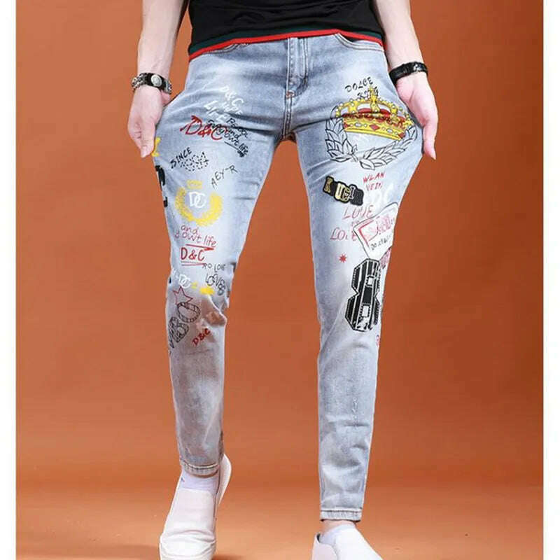 KIMLUD, Men Jeans Fashion Street Hip-Hop Jeans Male Punk Style Denim Pants Summer Spring Men Stretchy Slim Fit High Quality Mans Jeans, 920 / 28 / CN, KIMLUD Women's Clothes