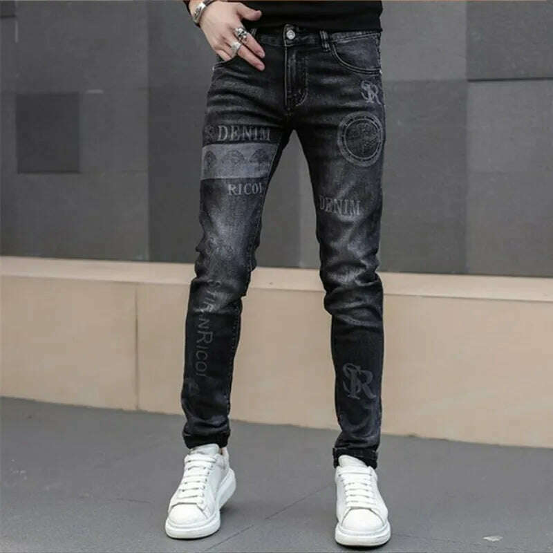 KIMLUD, Men Jeans Fashion Street Hip-Hop Jeans Male Punk Style Denim Pants Summer Spring Men Stretchy Slim Fit High Quality Mans Jeans, 860 / 28 / CN, KIMLUD Women's Clothes