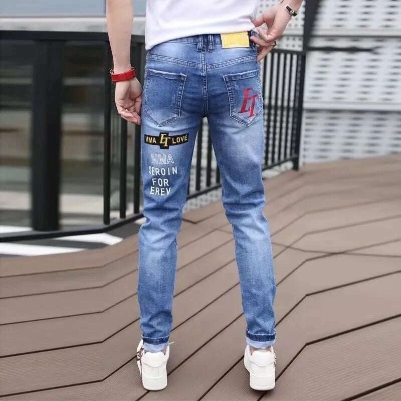 KIMLUD, Men Jeans Fashion Street Hip-Hop Jeans Male Punk Style Denim Pants Summer Spring Men Stretchy Slim Fit High Quality Mans Jeans, KIMLUD Womens Clothes