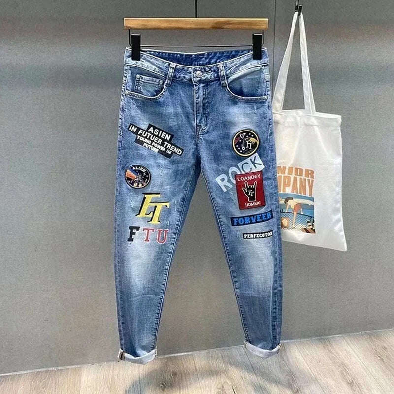 KIMLUD, Men Jeans Fashion Street Hip-Hop Jeans Male Punk Style Denim Pants Summer Spring Men Stretchy Slim Fit High Quality Mans Jeans, KIMLUD Women's Clothes