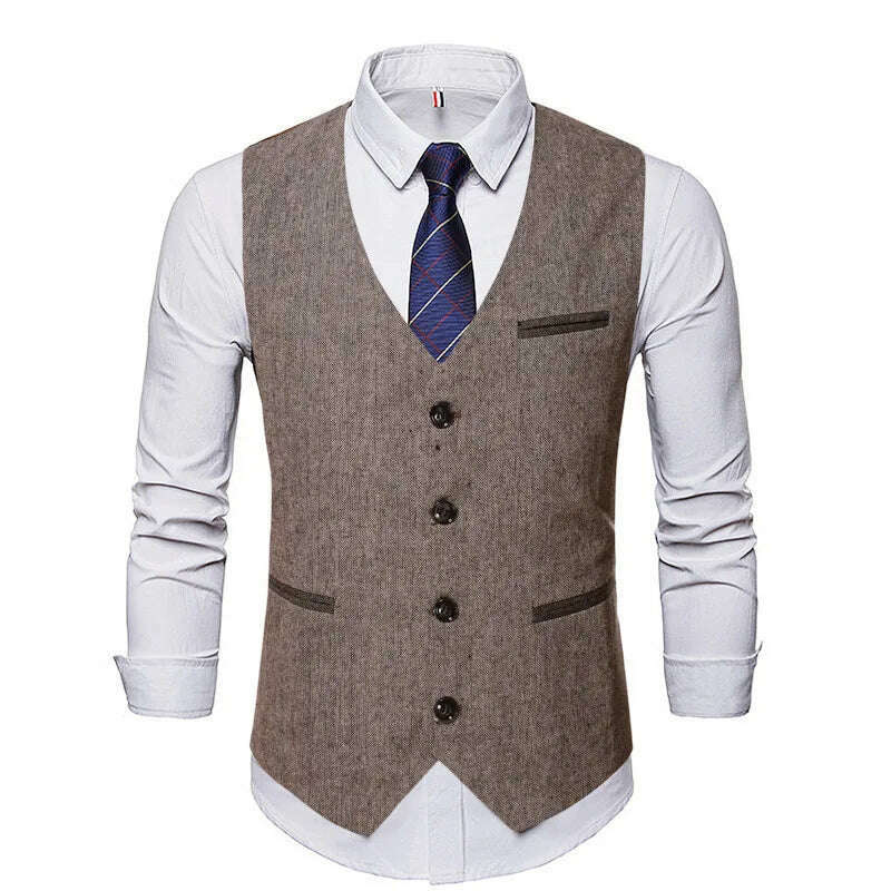 KIMLUD, Men Suit Vests Tweed Formal Victorian Business Dress Waistcoat Cosplay Mens Gentleman Groomman Wedding Slim Fit Gilet Tuxedo, KIMLUD Women's Clothes