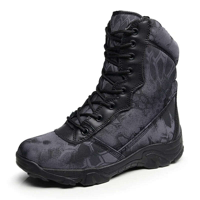 Men Tactical Desert Combat Military Boots Men Work Shoes Ankle Boots Outdoor Waterproof Hiking Camping Mountaineering Army Boots - KIMLUD