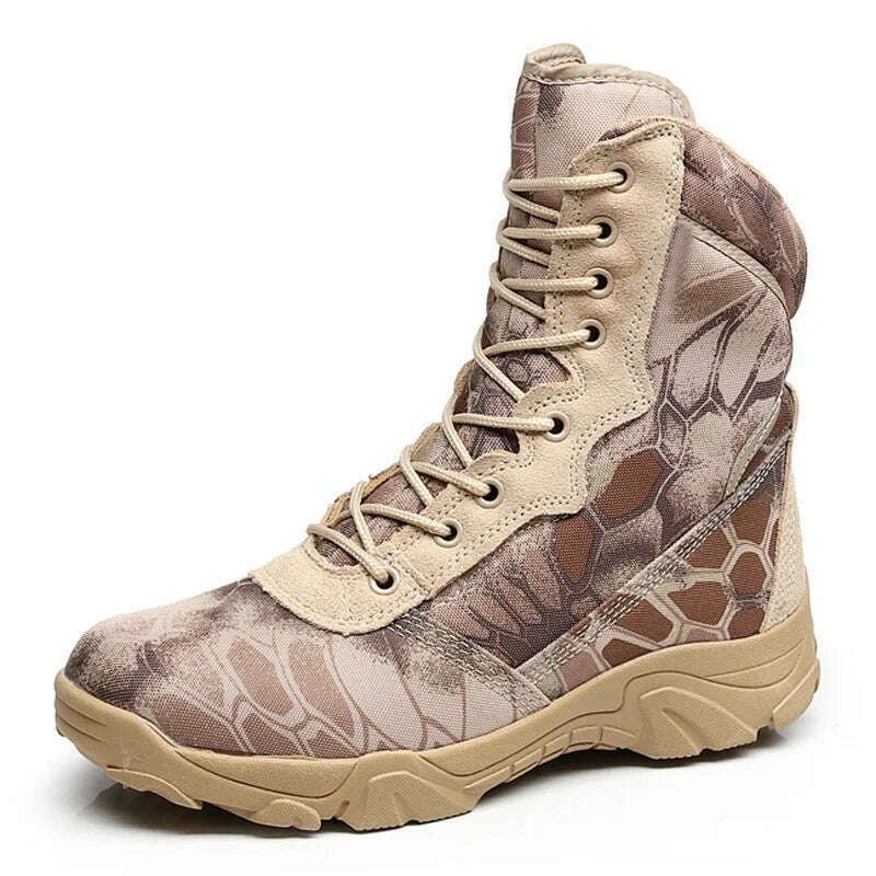Men Tactical Desert Combat Military Boots Men Work Shoes Ankle Boots Outdoor Waterproof Hiking Camping Mountaineering Army Boots - KIMLUD