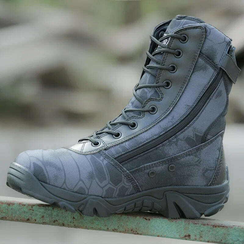 Men Tactical Desert Combat Military Boots Men Work Shoes Ankle Boots Outdoor Waterproof Hiking Camping Mountaineering Army Boots - KIMLUD