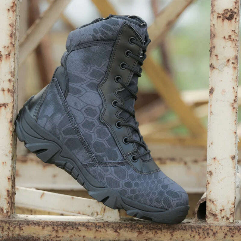 Men Tactical Desert Combat Military Boots Men Work Shoes Ankle Boots Outdoor Waterproof Hiking Camping Mountaineering Army Boots - KIMLUD