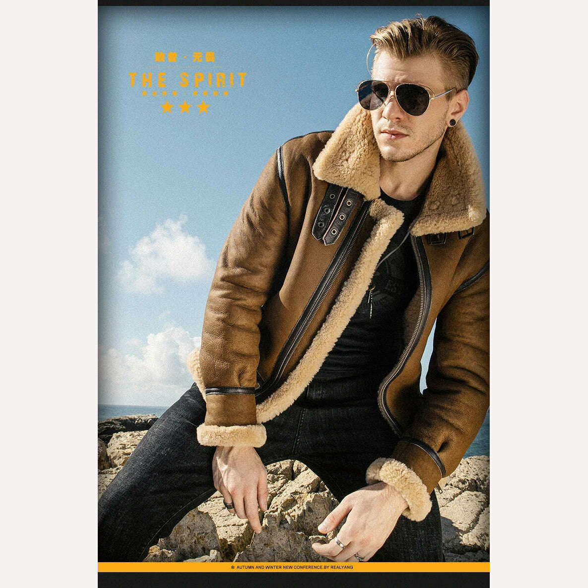 KIMLUD, Men Thick Winter Shearling Sheepskin Genuine Leather Coat Male B3 Bomber Aviator Outerwear Trench Flight Real Leather Jacket, KIMLUD Womens Clothes