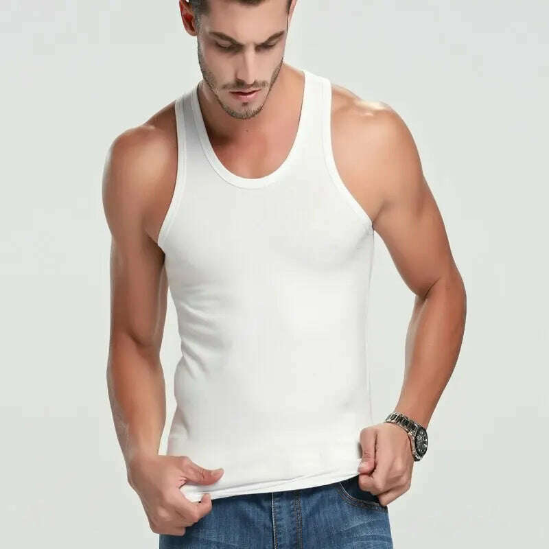 Men Vest Pure Cotton Bodybuilding Motion Outerwear Sweatshirt - KIMLUD