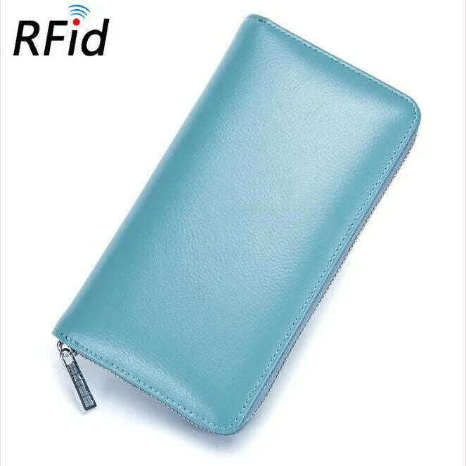 KIMLUD, Men wallet genuine leather passport RFID long large capacity organ mobile phone  multi function card holder unisex wallets, Blue, KIMLUD APPAREL - Womens Clothes