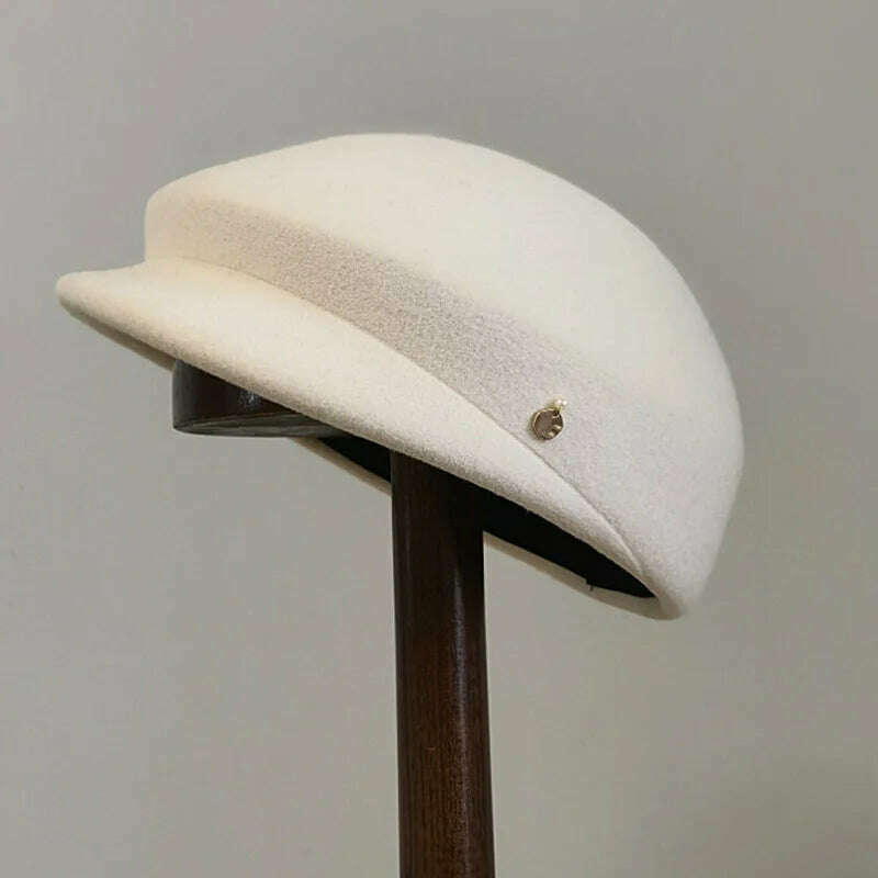 KIMLUD, Men Women Seamless Wool Beret Warm Short Brim Winter Hats Flat Ivy Visor Beret Newsboy Hat Cabbie Cap, White, KIMLUD Womens Clothes