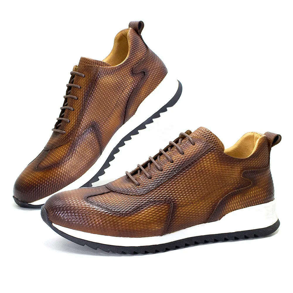 Men&#39;s Casual Shoes Genuine Leather Fashion Designer Oxford Handmade Comfortable Male Sneakers Outdoor Street Flat Shoes for Men - KIMLUD