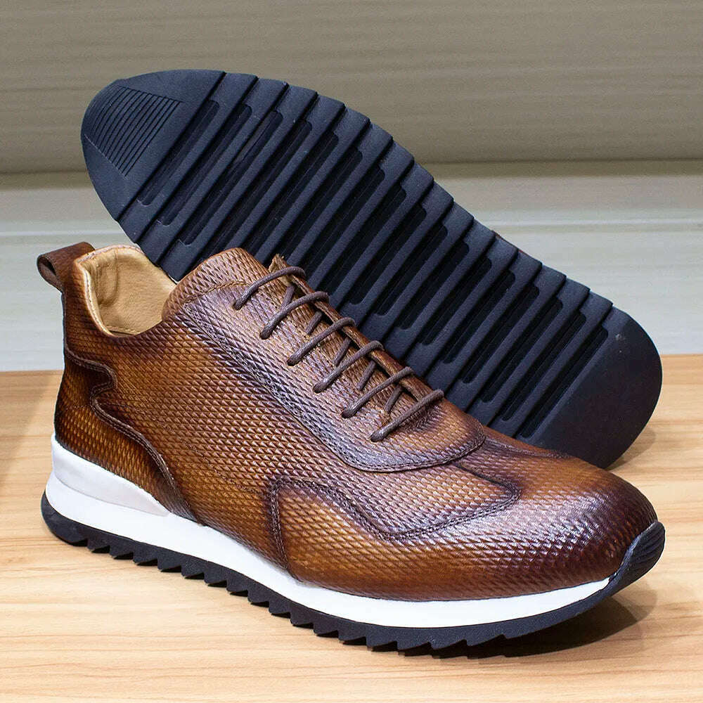 Men&#39;s Casual Shoes Genuine Leather Fashion Designer Oxford Handmade Comfortable Male Sneakers Outdoor Street Flat Shoes for Men - KIMLUD