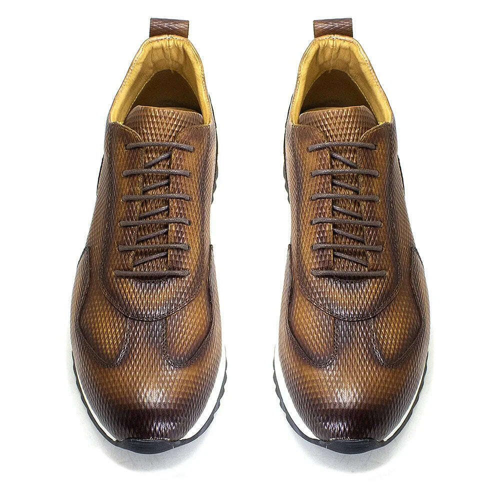 Men&#39;s Casual Shoes Genuine Leather Fashion Designer Oxford Handmade Comfortable Male Sneakers Outdoor Street Flat Shoes for Men - KIMLUD