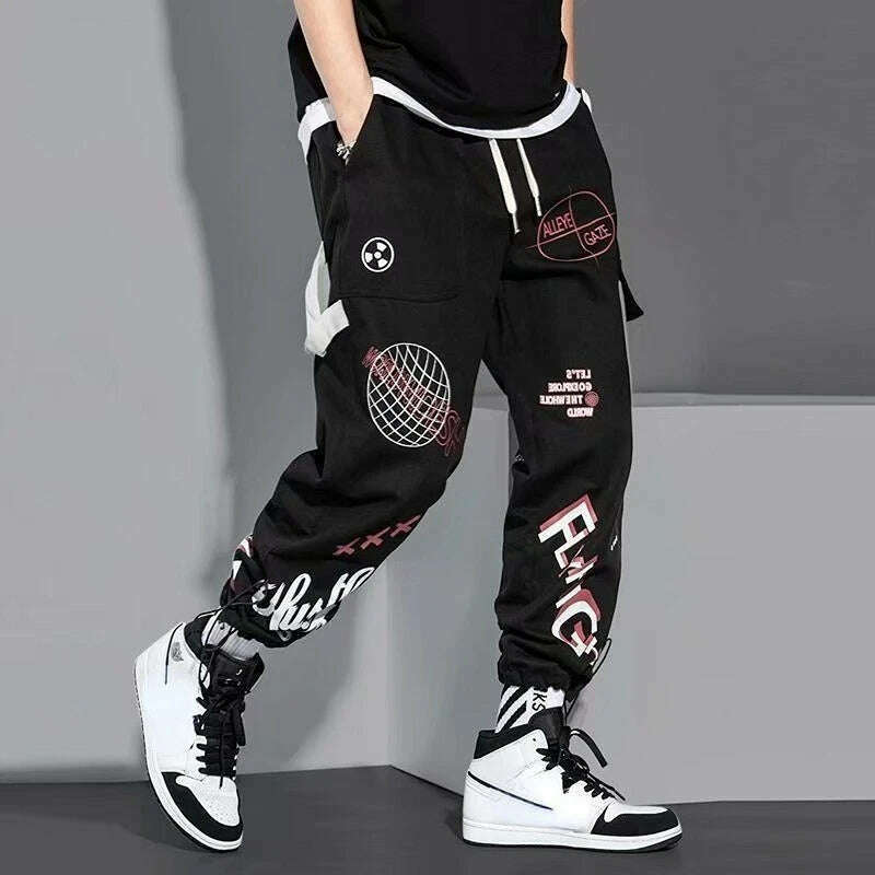 Men's Cargo Pants Y2k Harem Multi Pocket Trousers Loose New In Hiking Wide Vintage Joggers Street Korean Style Fashion Slacks S - KIMLUD