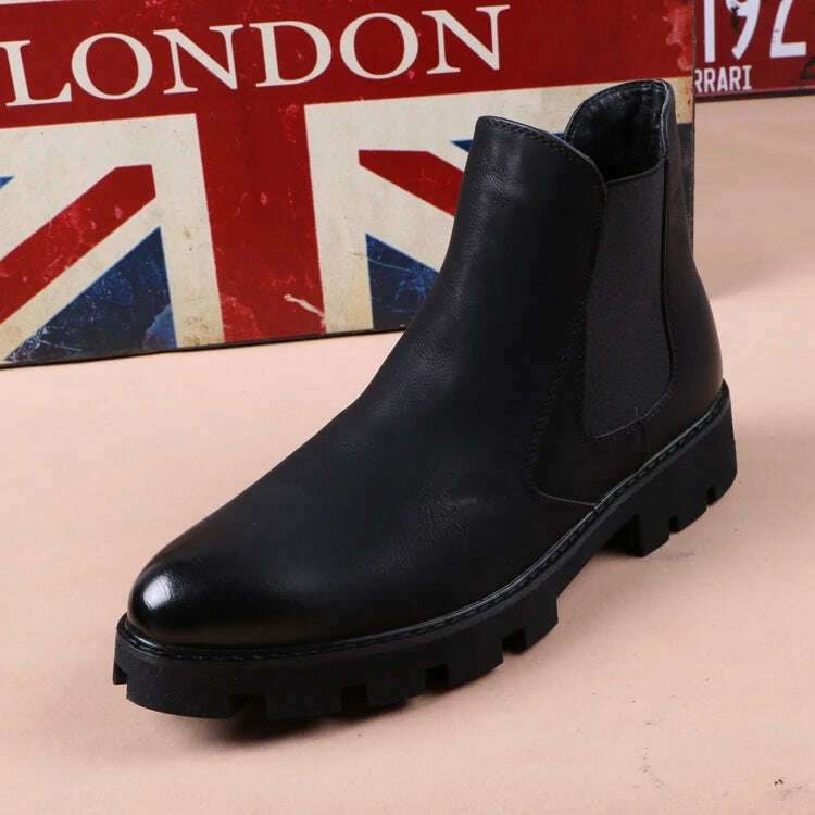 KIMLUD, mens casual business office formal dress chelsea boots platform shoes genuine leather boot black ankle botas hombre chaussure, KIMLUD Womens Clothes