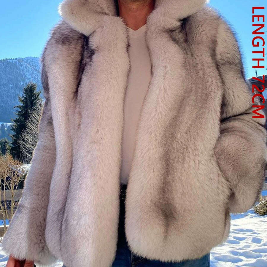 KIMLUD, Men's Clothes Real Fox Fur Jackets For Men Large Collar Men's Winter Jacket With Natural Fur Men Fox Coat, KIMLUD Women's Clothes
