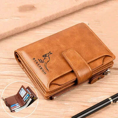 Men's Coin Purse Wallet Fashion RFID Blocking Man Leather Wallet Zipper Business Card Holder ID Money Bag Wallet Male - KIMLUD