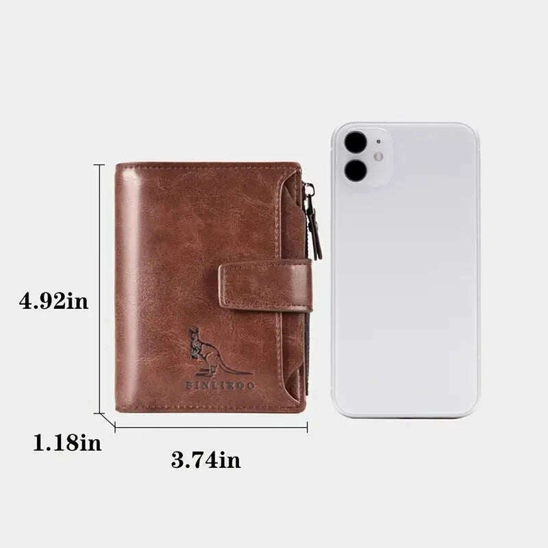 Men's Coin Purse Wallet RFID Blocking Man PU Leather Wallet Zipper Business Card Holder Money Bag Wallet Male - KIMLUD