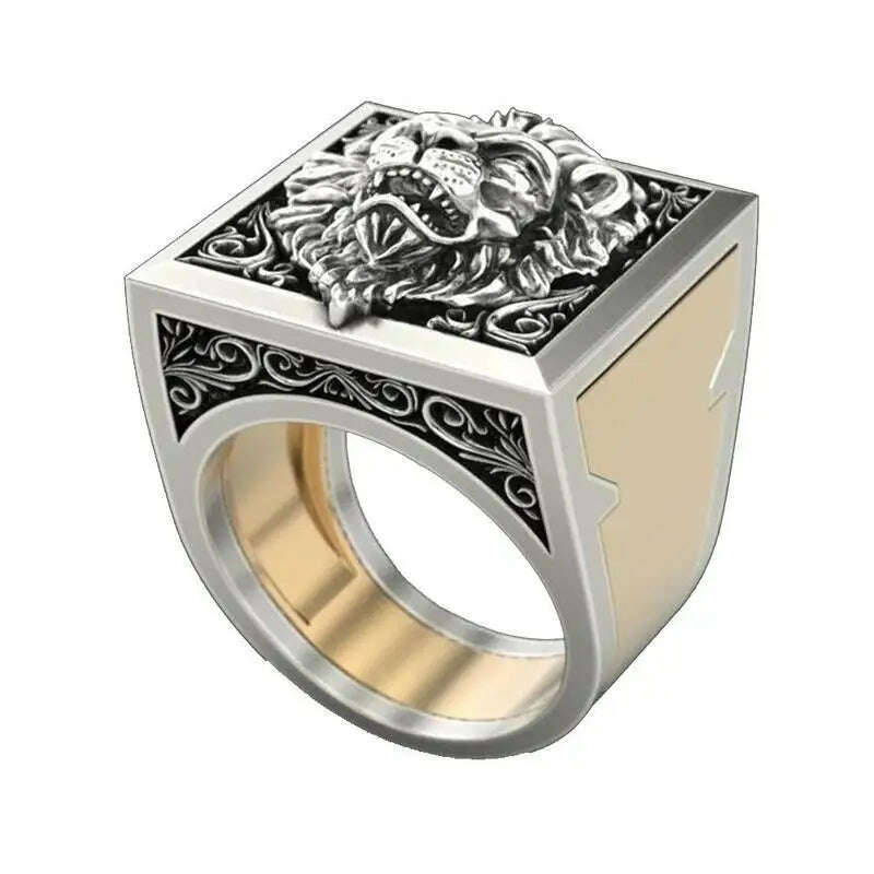 KIMLUD, Men's Combination Rings Set Hip Hop Viking Secret Kingdom Lion King Big Ring For Male New Fashion Animal Carving Jewelry Gift, A / 9, KIMLUD APPAREL - Womens Clothes