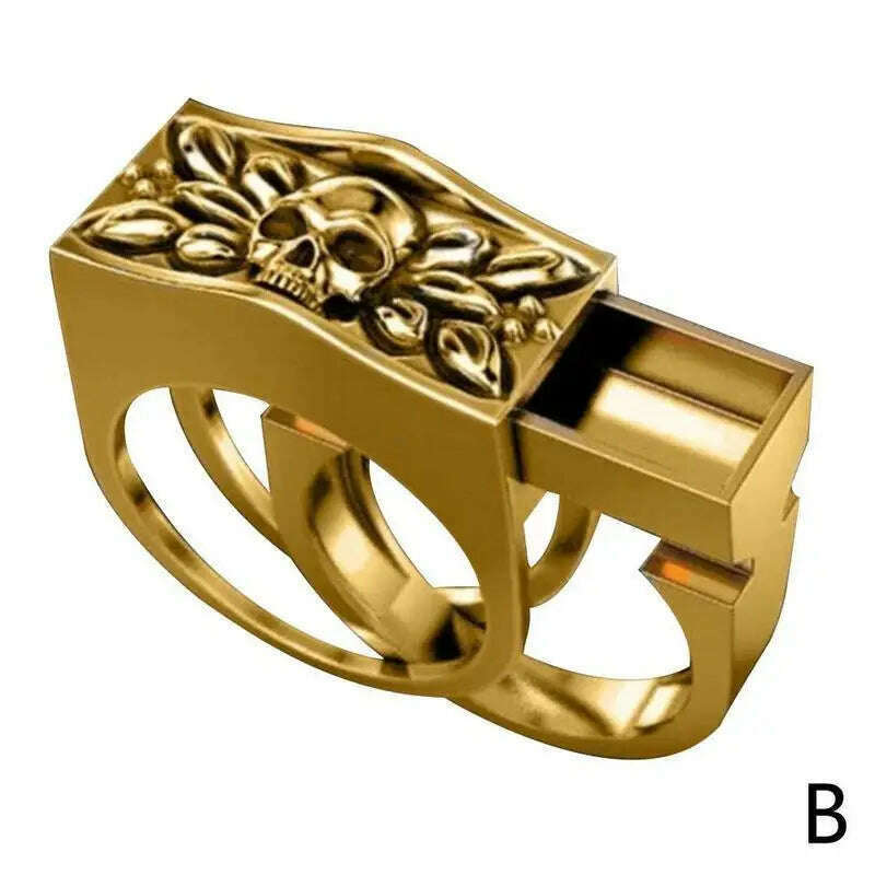 KIMLUD, Men's Combination Rings Set Hip Hop Viking Secret Kingdom Lion King Big Ring For Male New Fashion Animal Carving Jewelry Gift, KIMLUD Womens Clothes