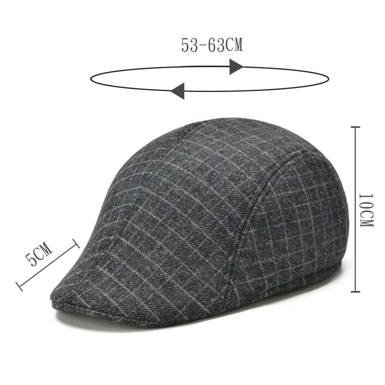 KIMLUD, Men's Cotton Plaid Berets Painter Caps Autumn Winter Hats British Style Herringbone Newsboy Hat Flat Peaked Cap for Dad Gorra, KIMLUD Womens Clothes