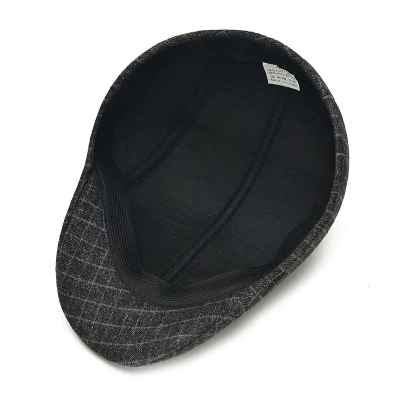 KIMLUD, Men's Cotton Plaid Berets Painter Caps Autumn Winter Hats British Style Herringbone Newsboy Hat Flat Peaked Cap for Dad Gorra, KIMLUD Womens Clothes