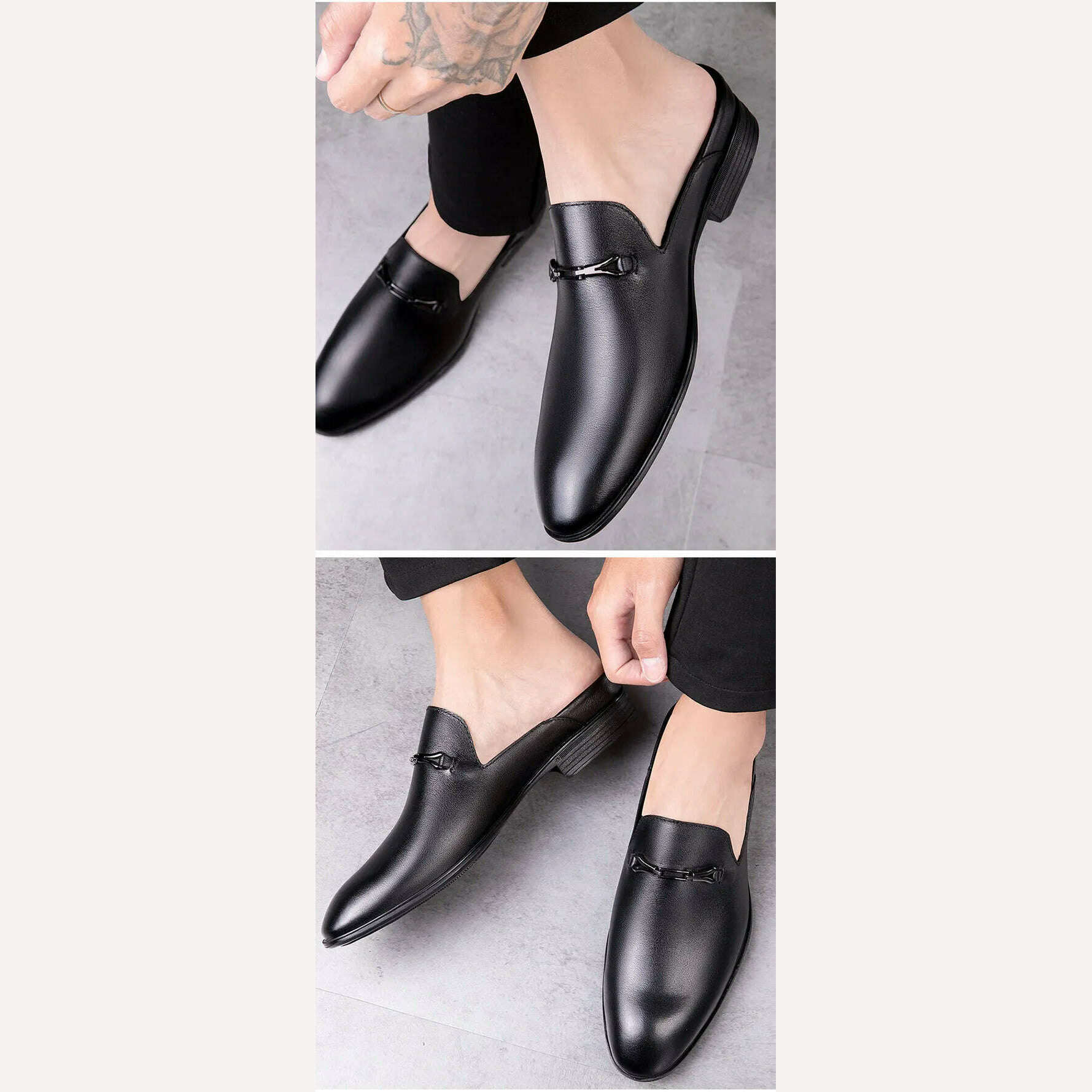 Men's First Layer Cowhide Genuine Leather Mules Male Summer Fashion Casual Breathable Comfy Sandals Open Back Low-heel Slipper - KIMLUD