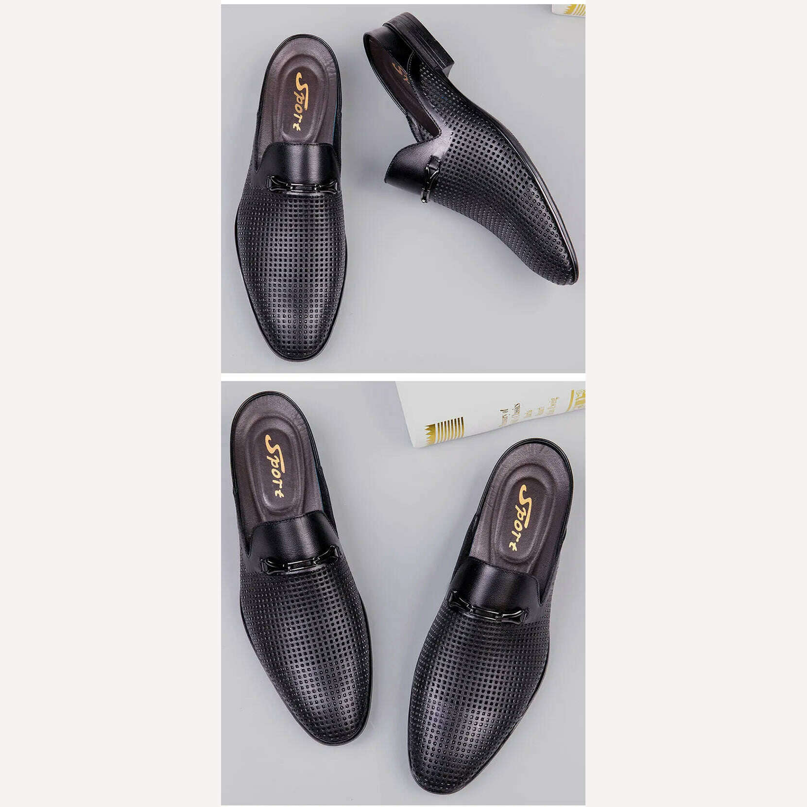 Men's First Layer Cowhide Genuine Leather Mules Male Summer Fashion Casual Breathable Comfy Sandals Open Back Low-heel Slipper - KIMLUD