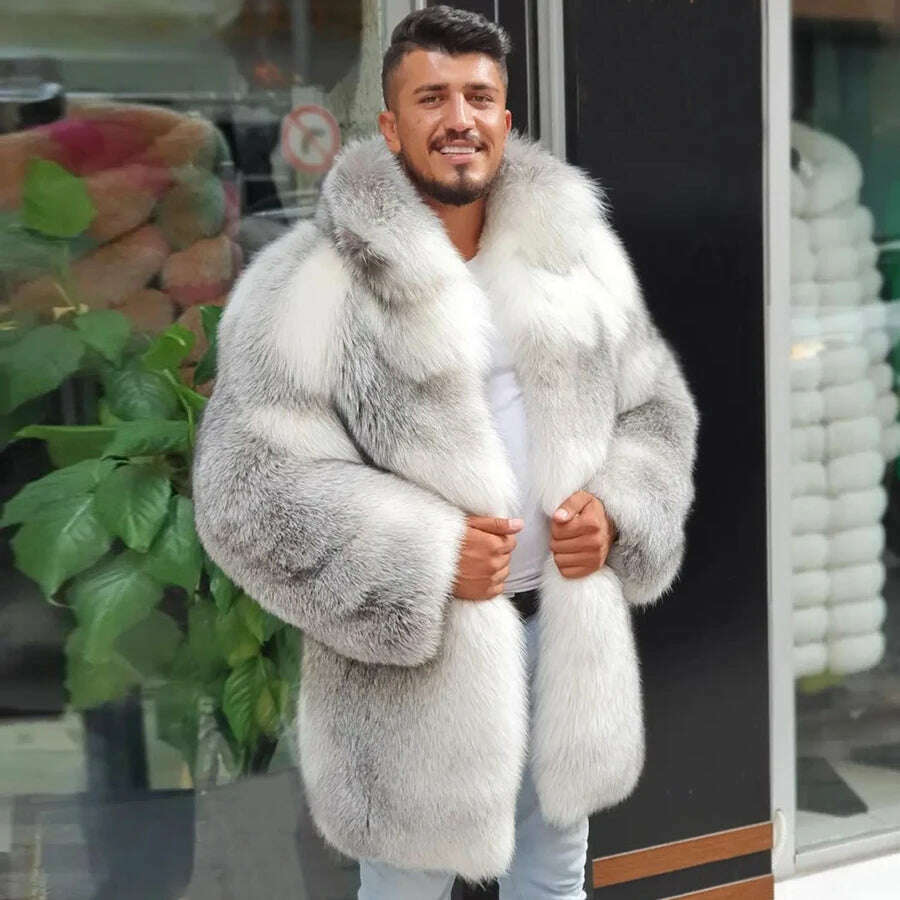 Mens Fur Jacket For Coats Warm Winter Real Fox Coat Best Selling Styles - KIMLUD