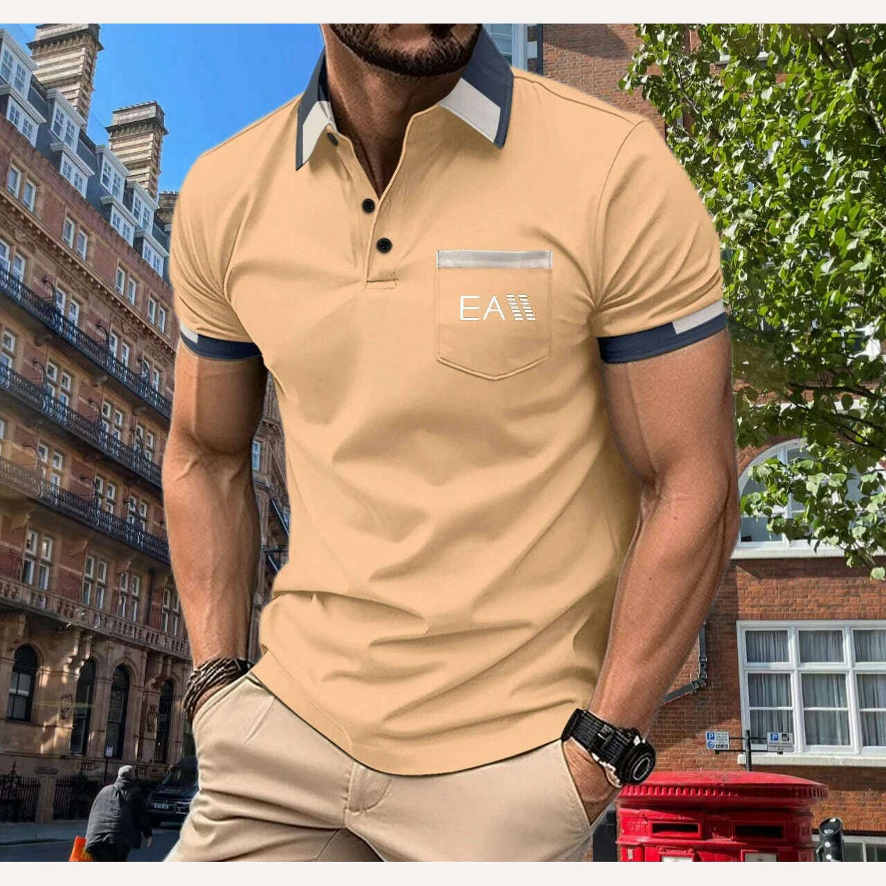 KIMLUD, Men's New T-shirt Shirt Simple and Versatile Shopping Leisure Men's Summer Polo Shirt Button Print s-3XL Men's Top, k-6 / XXXL  185cm, KIMLUD APPAREL - Womens Clothes