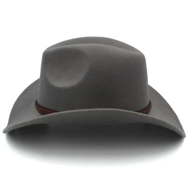 KIMLUD, Men's Outdoor Woolen Hat, European And American Cowboy Top Hat, Sun Shading Hat, Women's Summer Curled Brim Big Brim Hat, KIMLUD Womens Clothes