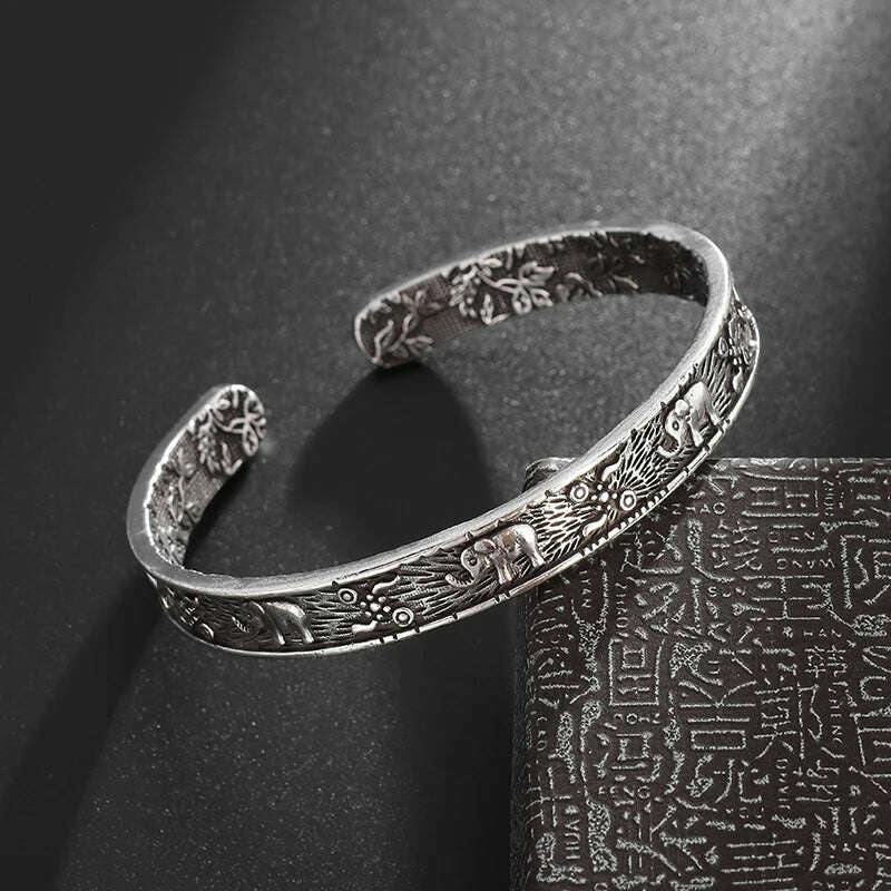 Men's Personalized Retro Ethnic Animal Pixiu Bangles Men Women Cuff Bracelets Casual Jewelry Gifts - KIMLUD