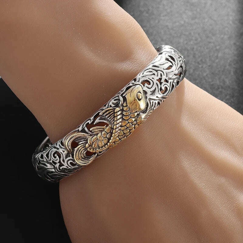 Men's Personalized Retro Ethnic Animal Pixiu Bangles Men Women Cuff Bracelets Casual Jewelry Gifts - KIMLUD
