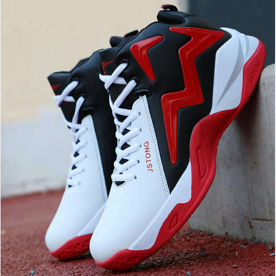 KIMLUD, Men's Running Shoes 2023 Basketball Male Sneakers Couple Mixed Color Breathable Sports Shoes Fitness Trainers Basket Homme, white red / 38, KIMLUD Women's Clothes