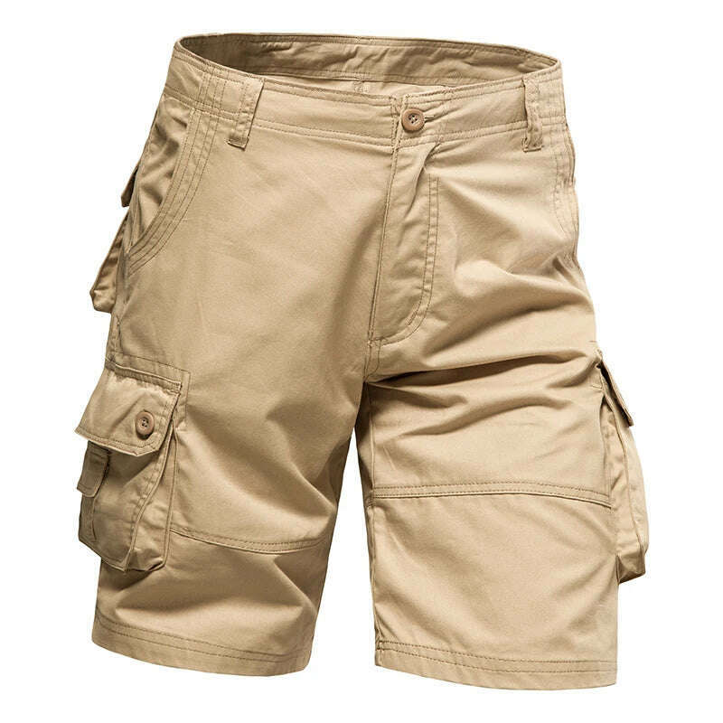Men's Shorts Loose Large Size Multi-Pocket Overalls Summer Cotton Comfortable Nickel Pants Outdoor Casual Sports Beach Pants - KIMLUD