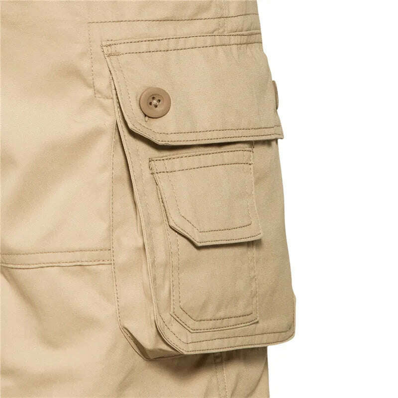 Men's Shorts Loose Large Size Multi-Pocket Overalls Summer Cotton Comfortable Nickel Pants Outdoor Casual Sports Beach Pants - KIMLUD