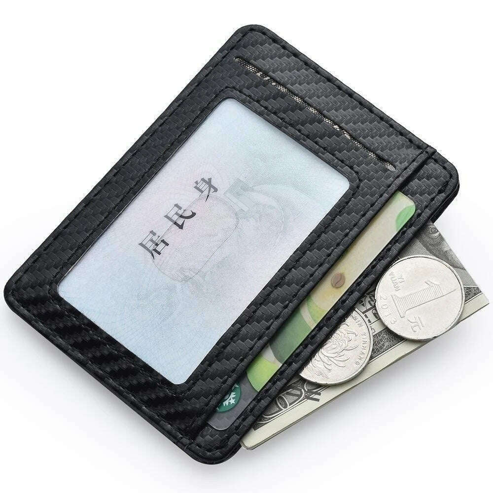 Men's Slim Minimalist Front Pocket Wallets RFID Blocking Credit Card Holder Portable Leather Wallets - KIMLUD