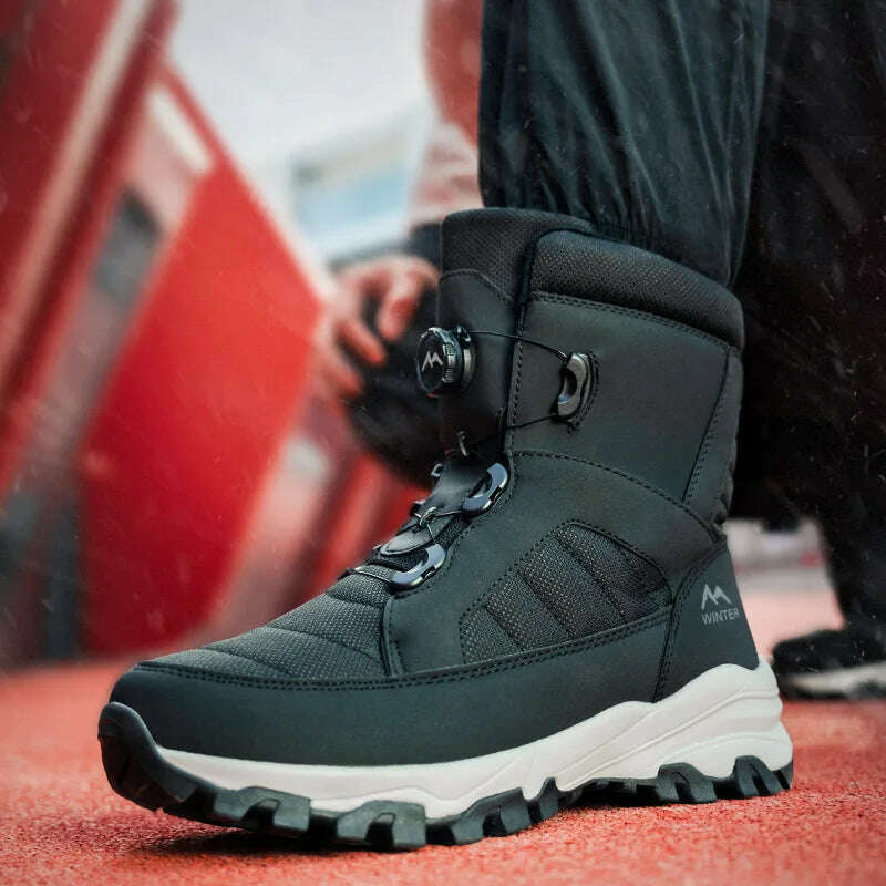 KIMLUD, Men's Snow Boots with Thick Fleece Women Ankle Boots Waterproof and Anti Slip Winter Fashion Travel Big Cotton Shoes Size 36-46, KIMLUD Womens Clothes