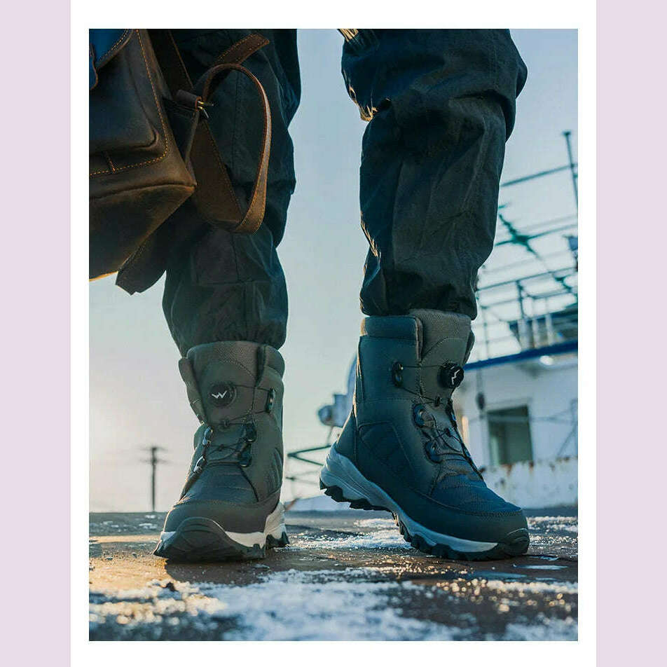KIMLUD, Men's Snow Boots with Thick Fleece Women Ankle Boots Waterproof and Anti Slip Winter Fashion Travel Big Cotton Shoes Size 36-46, KIMLUD Womens Clothes