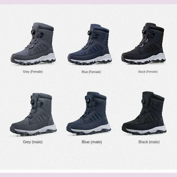 KIMLUD, Men's Snow Boots with Thick Fleece Women Ankle Boots Waterproof and Anti Slip Winter Fashion Travel Big Cotton Shoes Size 36-46, KIMLUD Womens Clothes