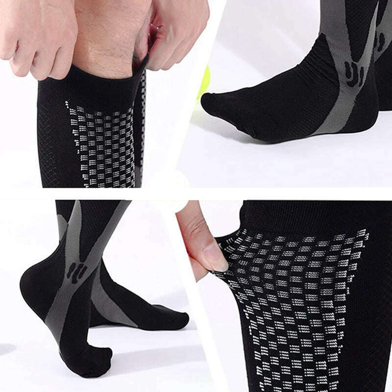 Men's Sports Compression Socks Varicose Veins Cycling Socks Nursing Running Compression Socks Nurse Outdoor Natural Hiking - KIMLUD