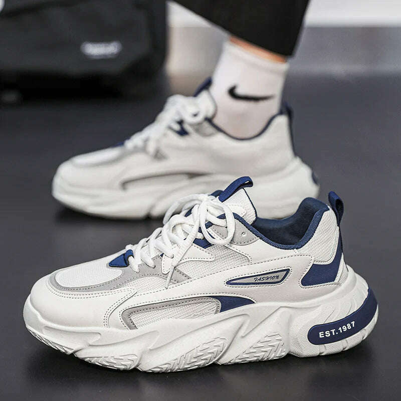 Men's Sports Shoes New Mesh Breathable Running Shoes Comfortable Lightweight Walking Shoes Non-Slip Thick Soled Casual Shoes - KIMLUD