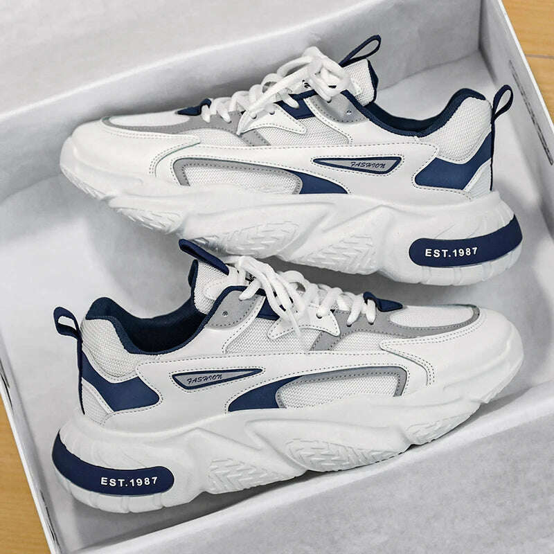 Men's Sports Shoes New Mesh Breathable Running Shoes Comfortable Lightweight Walking Shoes Non-Slip Thick Soled Casual Shoes - KIMLUD