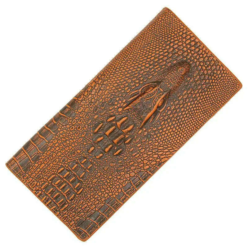 Men's Wallets Alligators carteras Thin mens wallet PU leather clutch made of Crocodile Pattern Long purse portafoglio uomo - KIMLUD