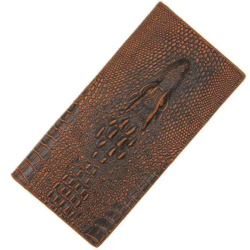 Men's Wallets Alligators carteras Thin mens wallet PU leather clutch made of Crocodile Pattern Long purse portafoglio uomo - KIMLUD