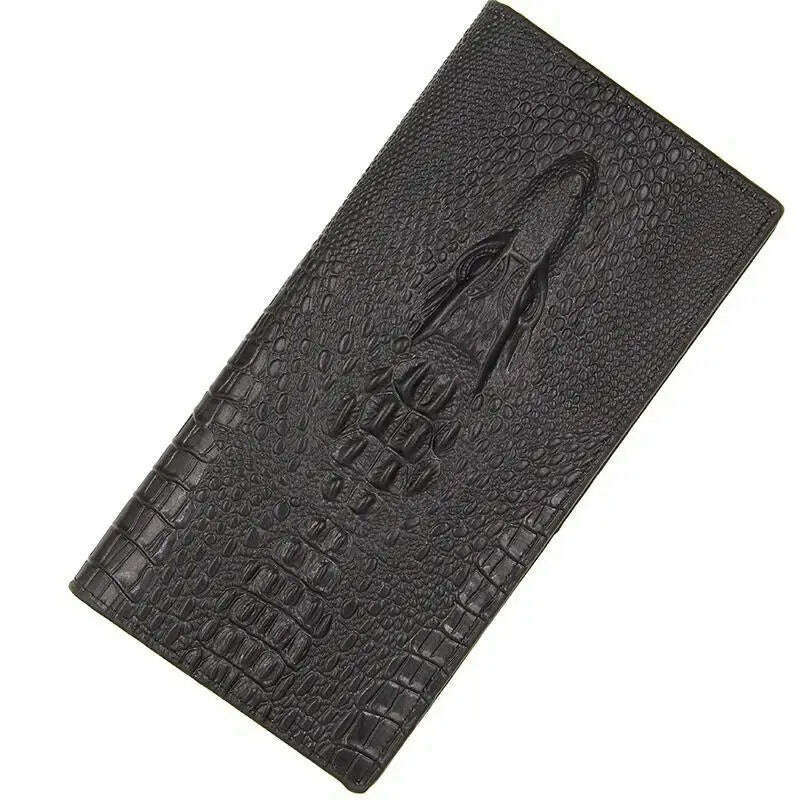 Men's Wallets Alligators carteras Thin mens wallet PU leather clutch made of Crocodile Pattern Long purse portafoglio uomo - KIMLUD
