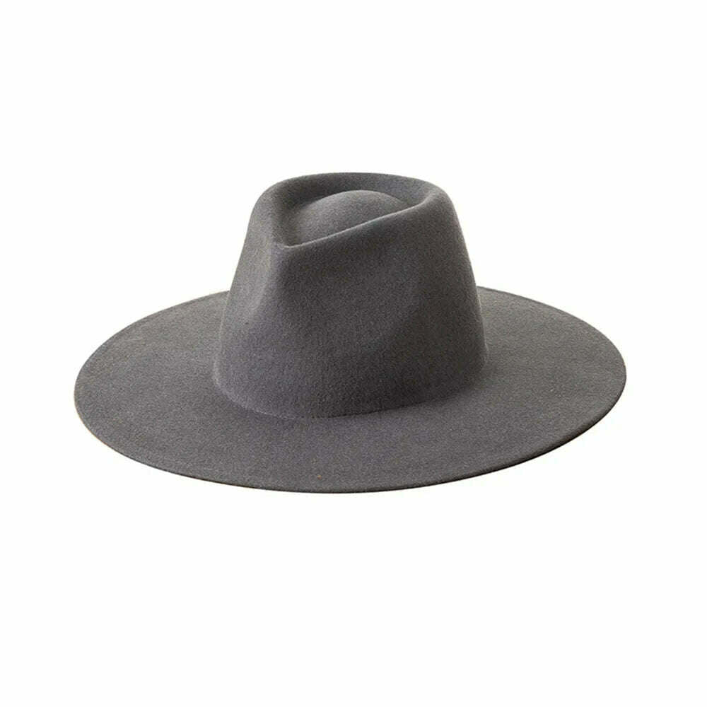 KIMLUD, Mens Womens Pure Wool Fedora Panama Hats Wide Brim Trilby Felt Hat Party Gentleman Hat Multicolor Outdoor Hat, Gray, KIMLUD Womens Clothes