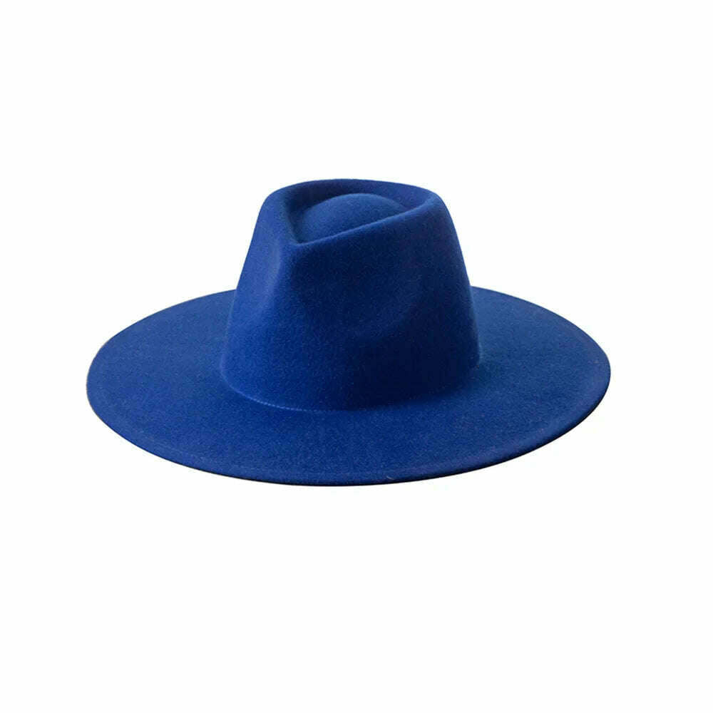 Mens Womens Pure Wool Fedora Panama Hats Wide Brim Trilby Felt Hat Party Gentleman Hat Multicolor Outdoor Hat - KIMLUD